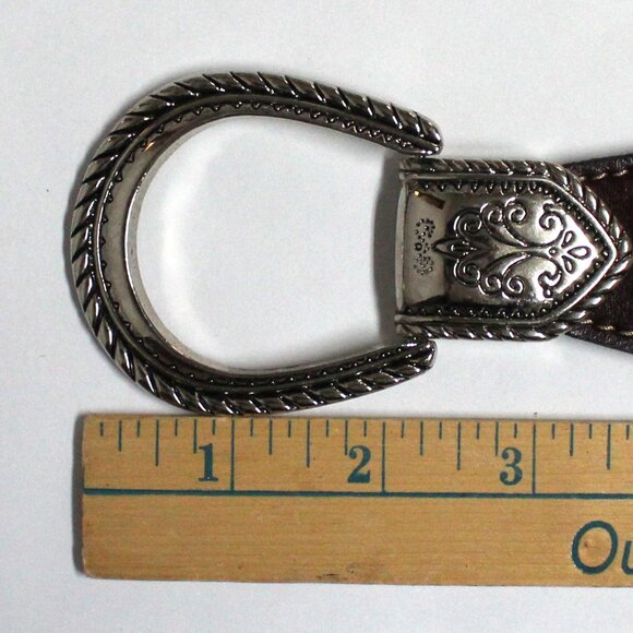 Women's Western Style Silver Tone Buckle & Accents Braided Belt - Picture 4 of 15